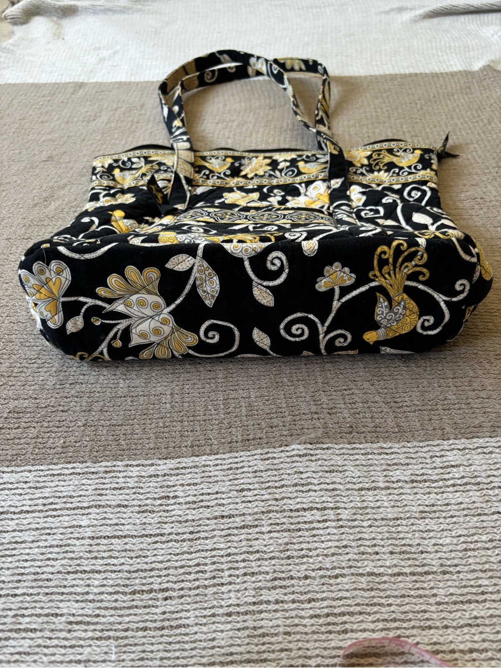 Vera Bradley Retired Yellow Bird Shoulder Bag with Yellow & White Floral Print - Picture 2 of 4
